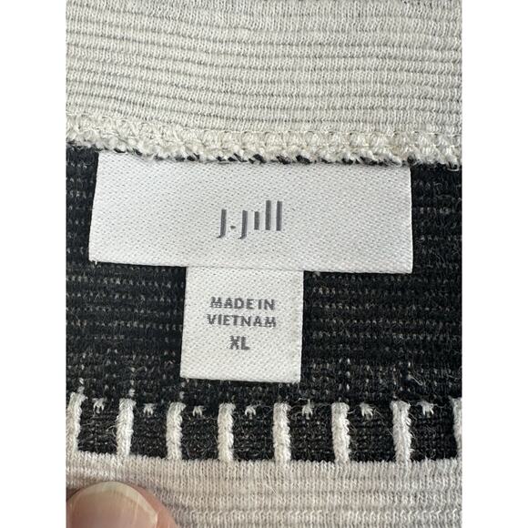J.Jill Cotton Blend Sweater XL Black White Textured Stripe Boat Neck Fall Winter - Picture 9 of 15